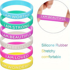 24Pcs Inspirational Silicone Bands for Studying Work Competing