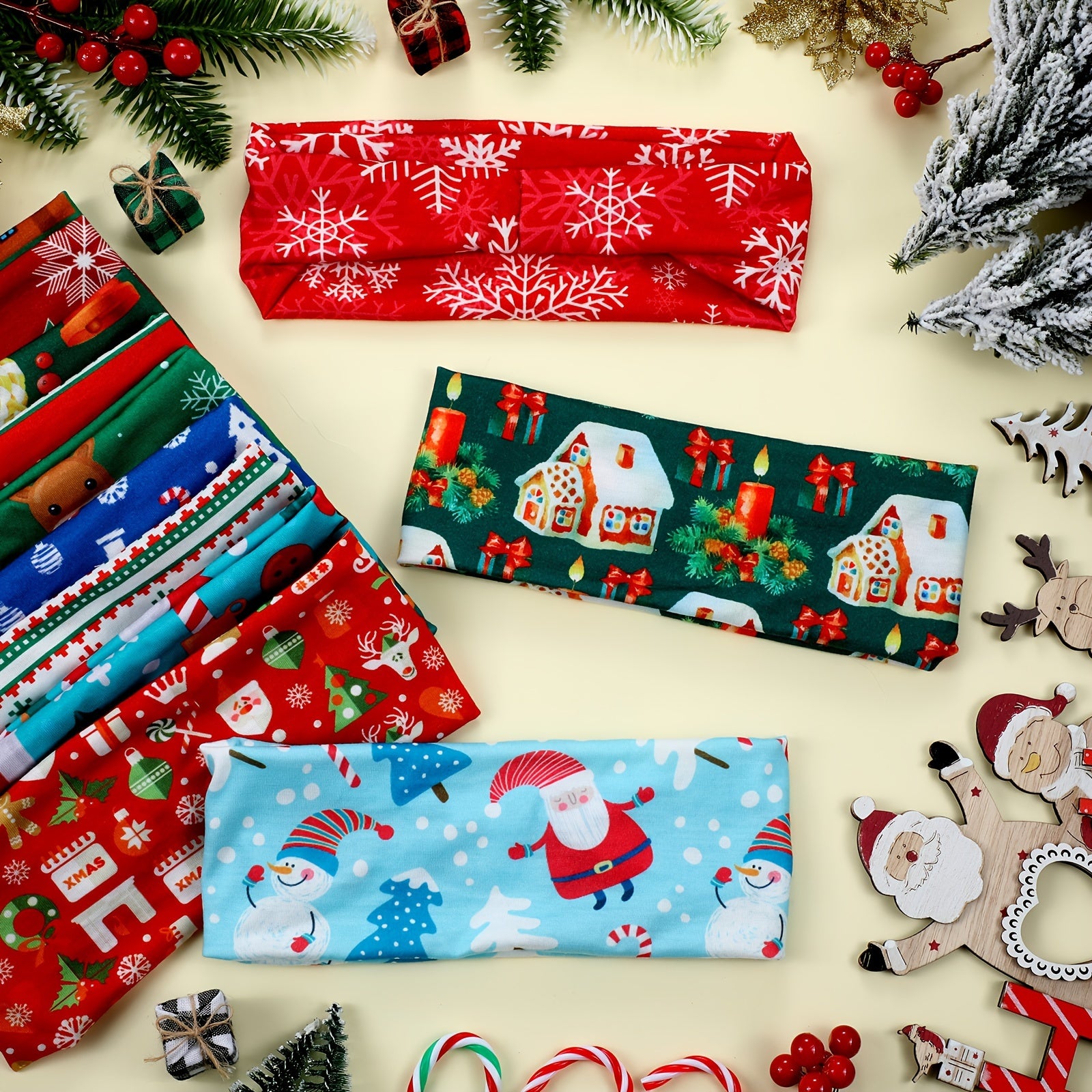 Christmas Printed Headband Elastic Sports Headband for Yoga Running Party