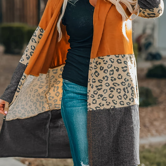  Leopard Print Long Sleeve Cardigan