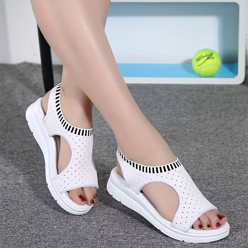 Women's Breathable Cut Out Casual Sandals Thick Sole Flying Woven Sandals