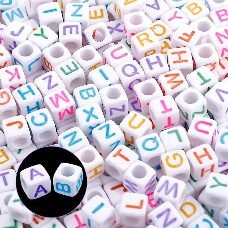 100pcs 6 6mm English Letter Cube Acrylic Beads DIY Jewelry Accessories