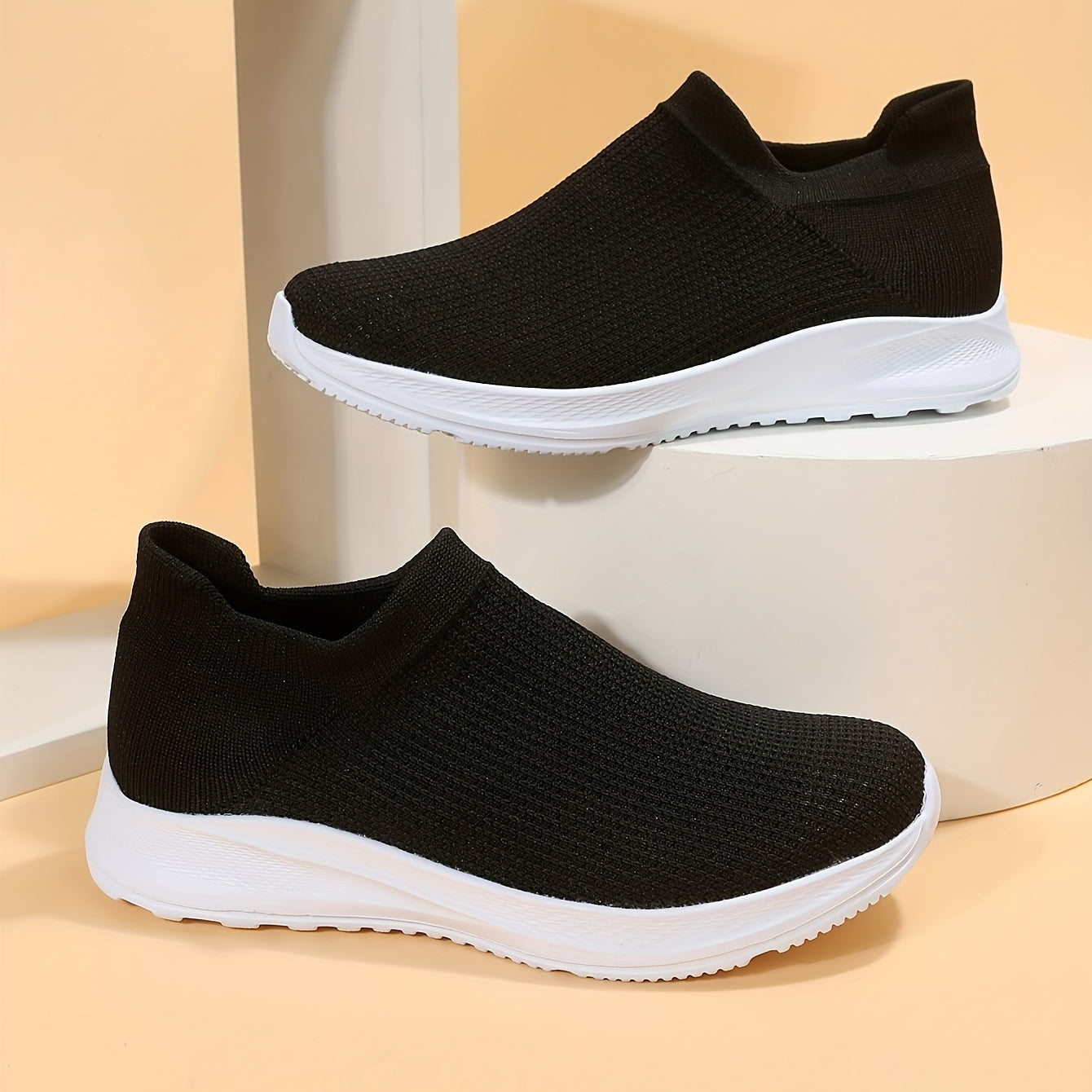 Women's Knit Slip-On Sneakers Low Platform Shoes