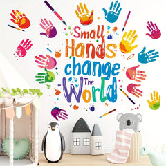 Inspirational Peel & Stick Vinyl Decal - Change The World Hands Graffiti Art