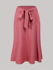  Women's Maxi Skirt with Bow Knot Belt