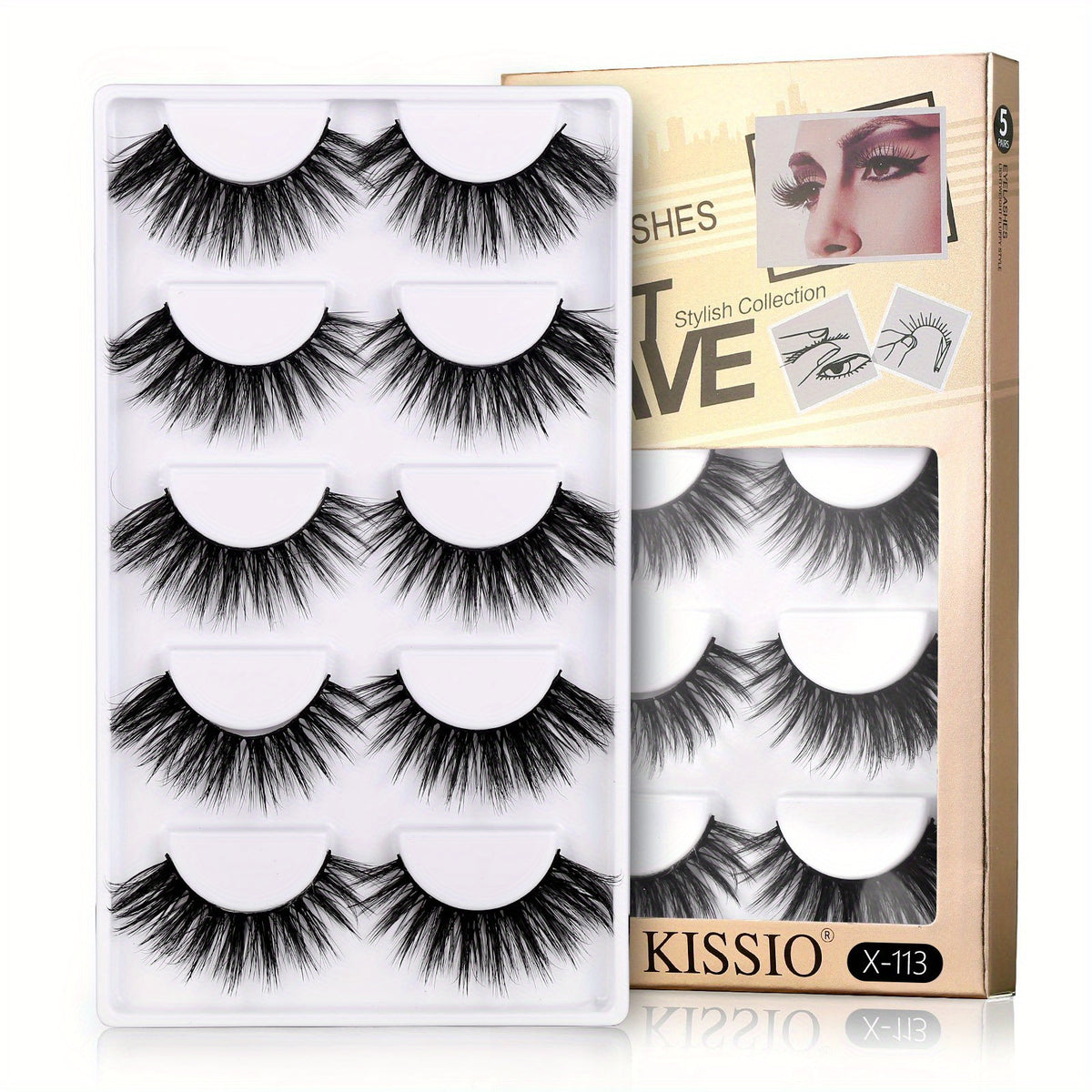 5 Pairs Natural Looking Self Adhesive 3D False Eyelashes, 6 Styles