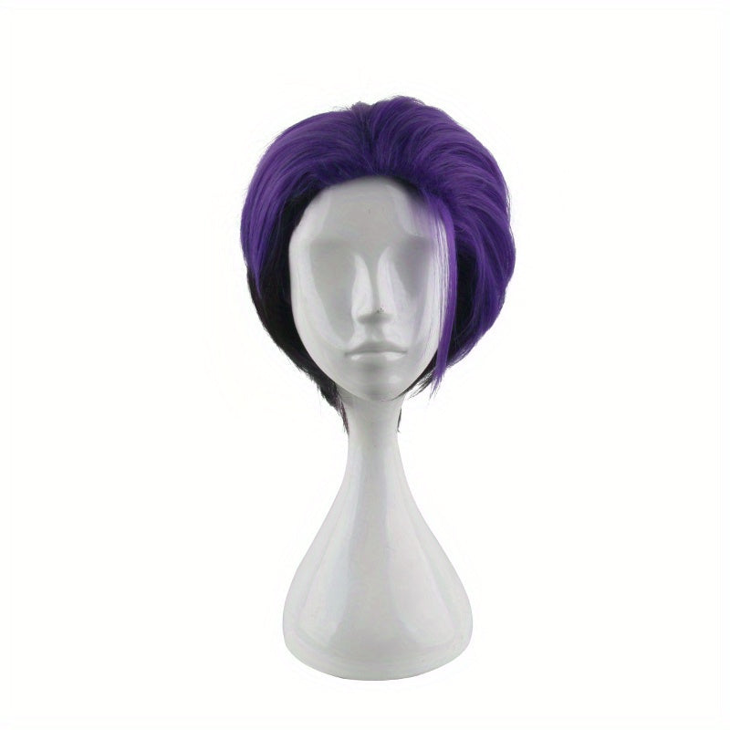 30 48 Cm Purple Short Dress Up Wig For Men Costume Party Use