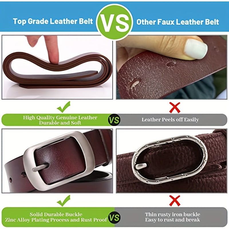 Women Leather Belts For Jeans Pants Dress Belt With Metal Pin Buckle