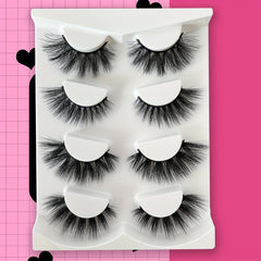 4 Pairs Full Strip False Eyelashes for Daily Use