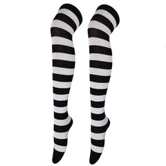 Striped Thigh High Socks Cosplay Over The Knee Stockings