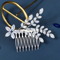 Bridal Crystal Hair Comb Wedding Hair Accessories Alloy Leaf Insert Comb