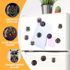 12pcs Owl Glass Refrigerator Magnets Decorative Office Kitchen Whiteboard Magnet