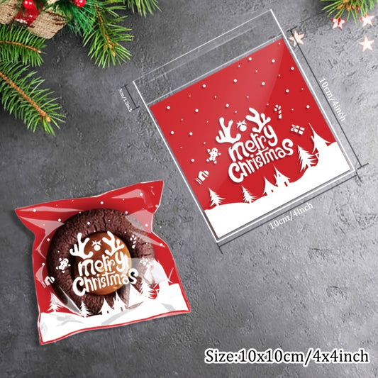 100pcs Santa Claus Pattern Gift Bag for Christmas Celebration