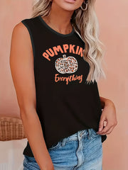  Casual Tank Top Women's Plus Art Letter Print Round Neck