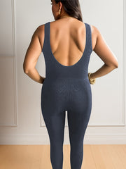  Casual Jumpsuit Women's Plus Solid Round Neck High Stretch Skinny Tank