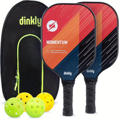 Dinkly Pickleball Paddles Set - 2 Rackets, 4 Balls, Portable Carry Bag