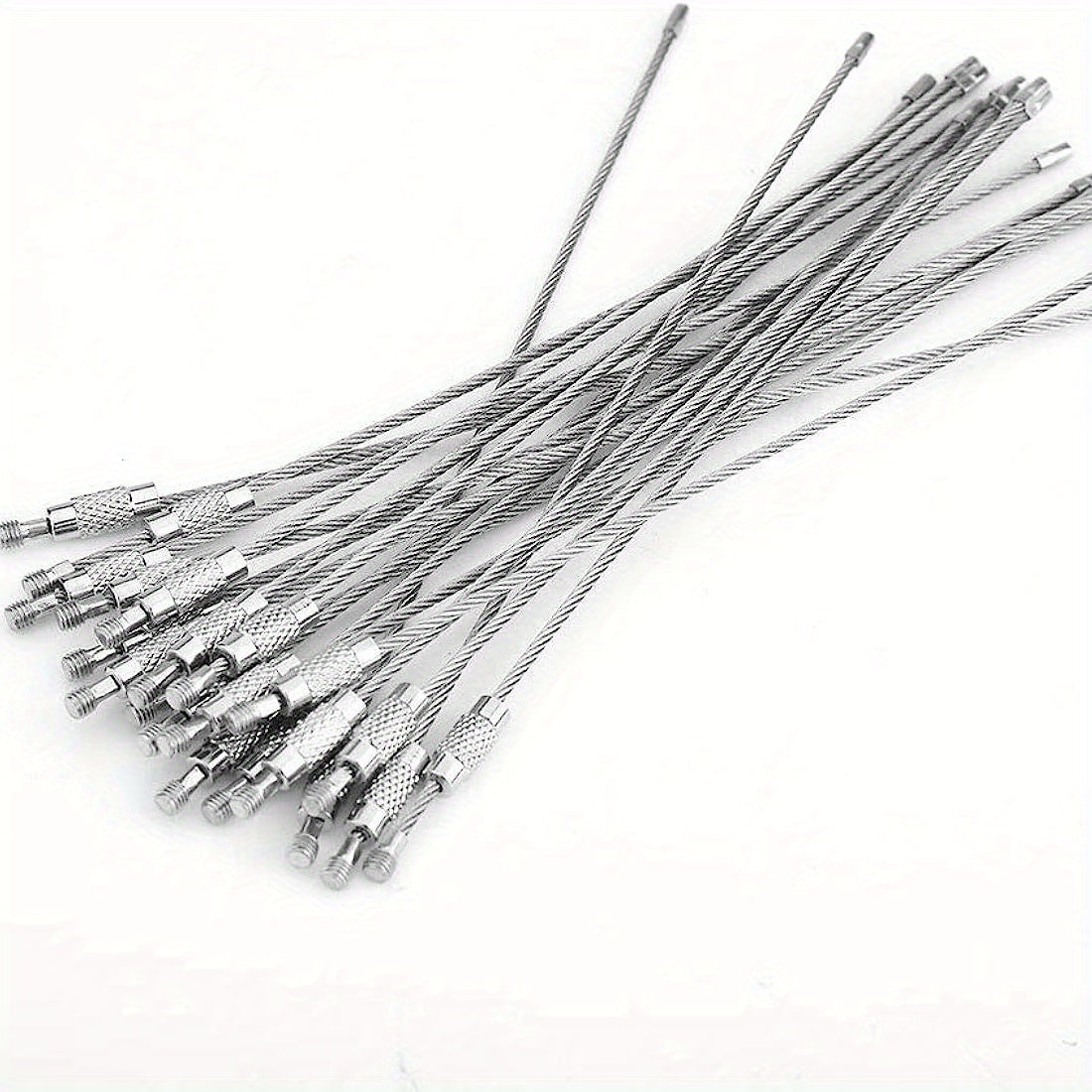 10pcs Stainless Steel Keychain Cable Key Ring Wire Keychain