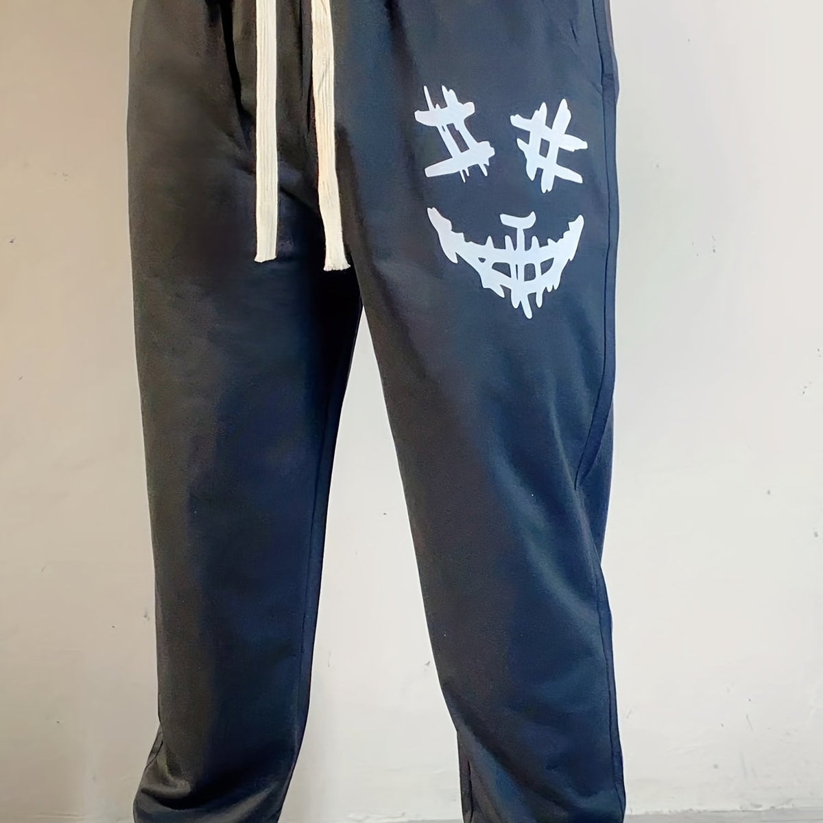 Men's Smiling Face Print Jogger Sweatpants