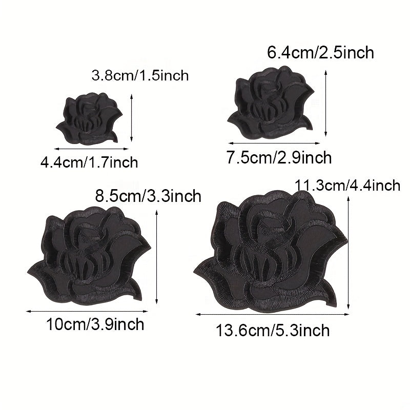 8pcs Rose Embroidered Patches Iron On Stickers DIY Accessories