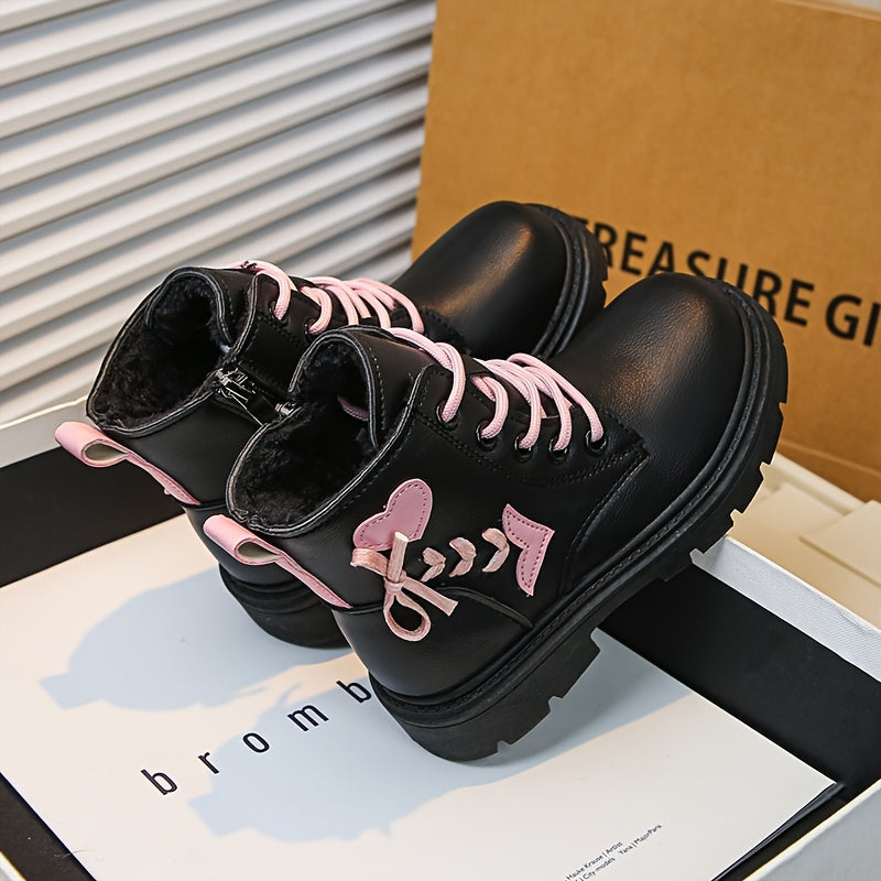 Girls' Plus Fleece Boots with Zipper, Comfy Non-Slip Boots for Autumn/Winter