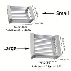 Extendable Drain Basket Dish Rack for Kitchen Sink