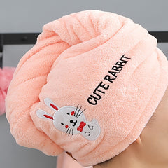 Animal Embroidery Hair Towel Soft Drying Cap Coral Fleece Hair Towel
