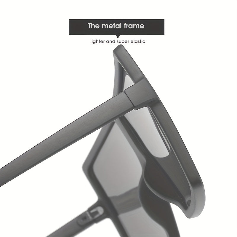 Men's Large Square Frame Sunglasses Acrylic Frame PC Glasses