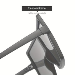Men's Large Square Frame Sunglasses Acrylic Frame PC Glasses
