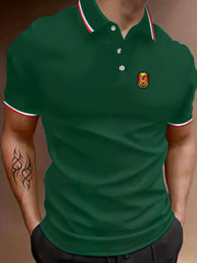 Men's Pumpkin Polo Shirt Stretch Button Up Short Sleeve