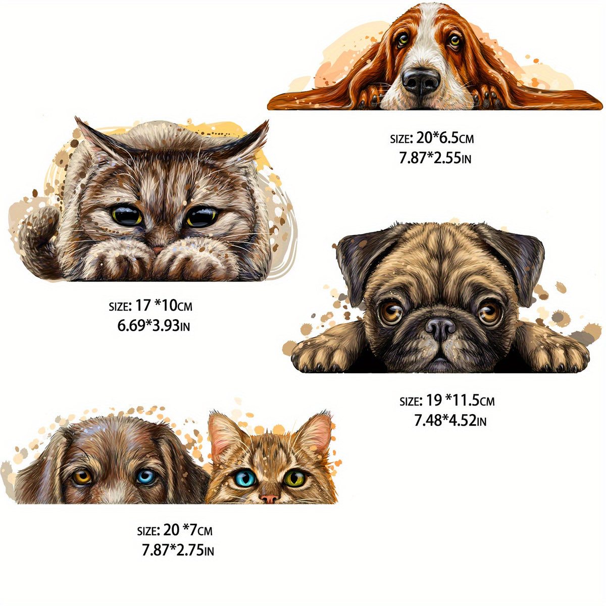 4pcs Cat Dog Iron Stickers Patch Heat Transfer Sublimation Printing Stickers DIY