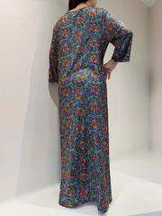  Casual Lounge Dress Women's Plus Allover Print Long Sleeve