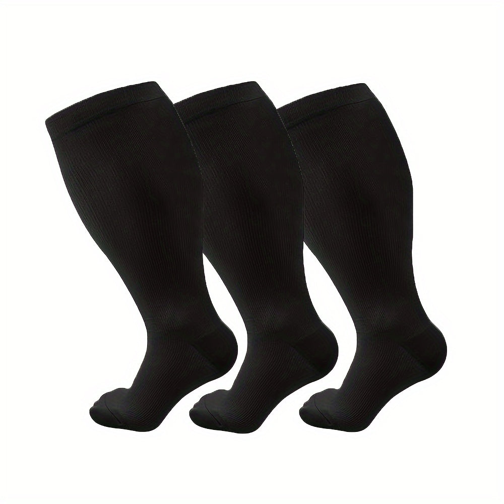 3 Pairs Plus Size Copper Compression Socks for Women & Men 15-20 mmHg
