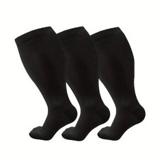 3 Pairs Plus Size Copper Compression Socks for Women & Men 15-20 mmHg