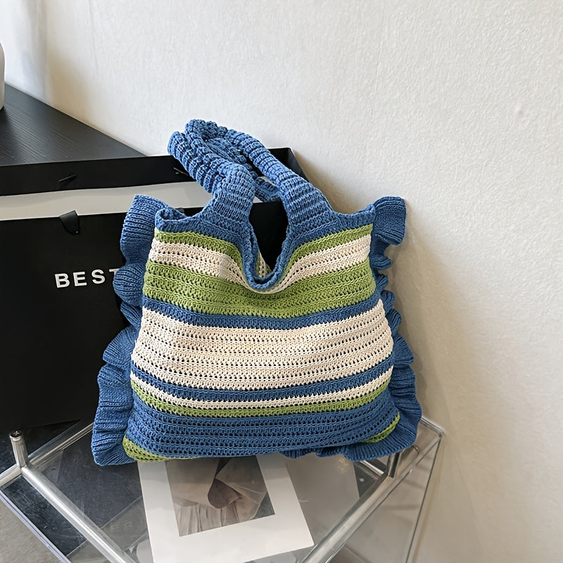 Boho Style Knitted Tote Bag for Women
