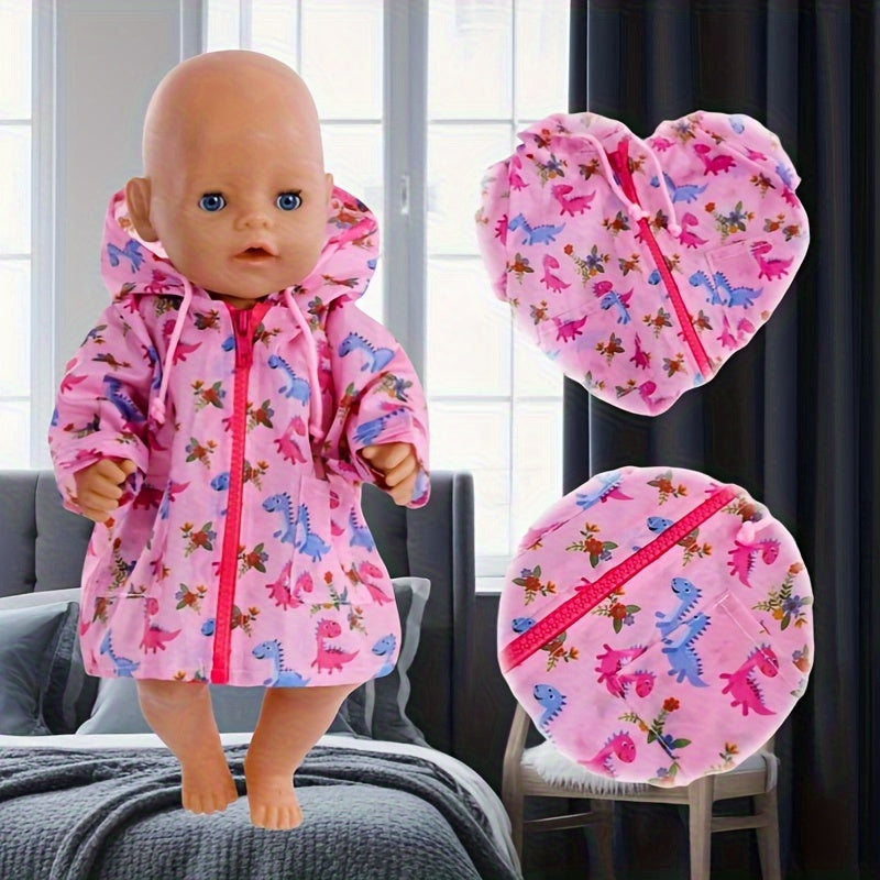 Bright Pink Dinosaur & Red Unicorn Doll Jacket with Zipper Closure