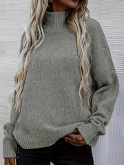  Solid Long Sleeve High Neck Jumper