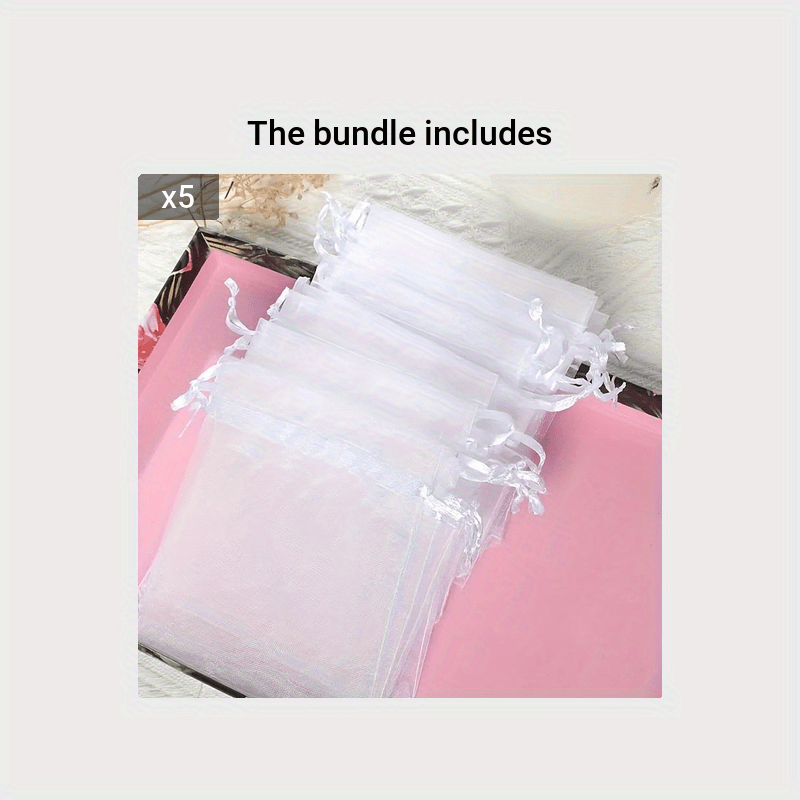 10pcs Transparent Organza Bag Wedding Gift Drawstring Soap Makeup Gauze Gift Bag