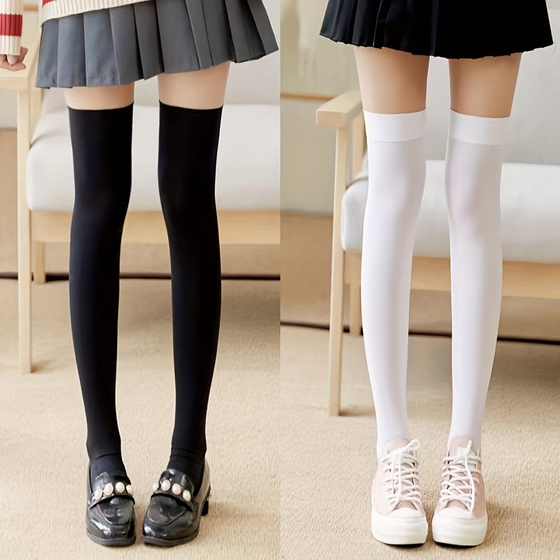 Women's Solid Thigh High Socks Over The Knee Stockings