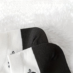 Cow & Bear Print Socks & Lightweight Cartoon Ankle Socks Women's Stockings