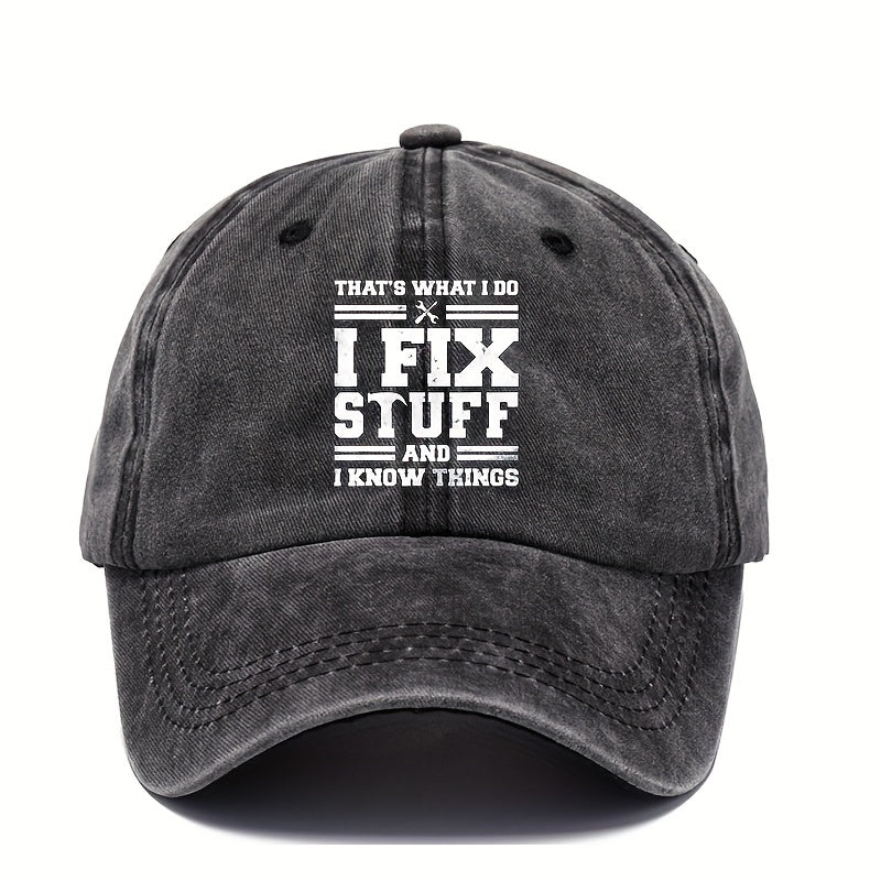 Printed Baseball Cap Washed Distressed Dad Hat Vintage Unisex Adjustable