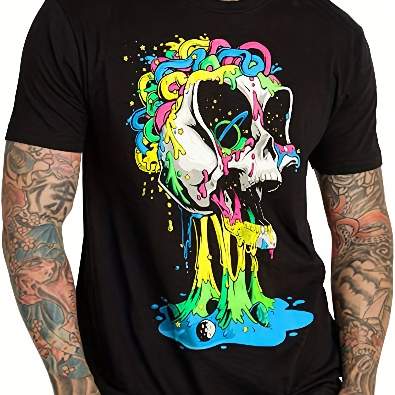 Men's Cartoon Skull Graphic T Shirt 3D Print Crew Neck Tee