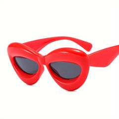 Y2K Inflated Cat Eye Sunglasses For Women Men Block Thick Lip Glasses