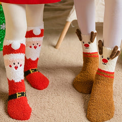 Christmas Print Socks Warm & Fuzzy Women's Stockings