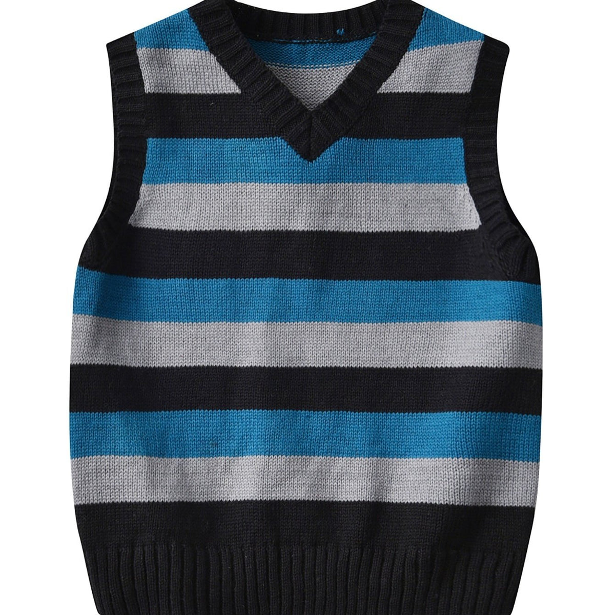 Kids' V-Neck Striped Knit Vest for Autumn Winter