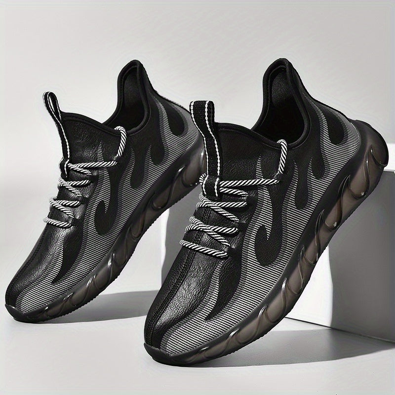 Men's Leather Lace Up Casual Shoes Lightweight Walking Sneakers