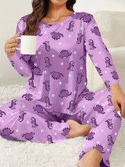  Dino & Paw Print Long Sleeve Pajama Set