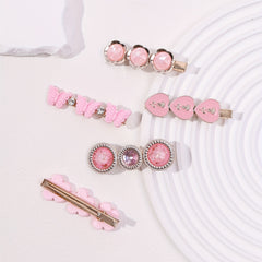 5pcs Sweet Pink Flower Hair Clip for Women Girls