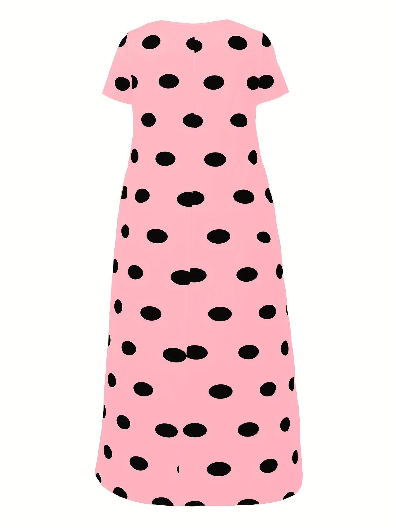  Polka Dot Print Short Sleeve Maxi Dress With Pockets