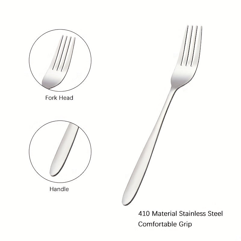 8pcs Dinner Forks Set Stainless Steel Mirror Polished Fruit Picks Steak Fork