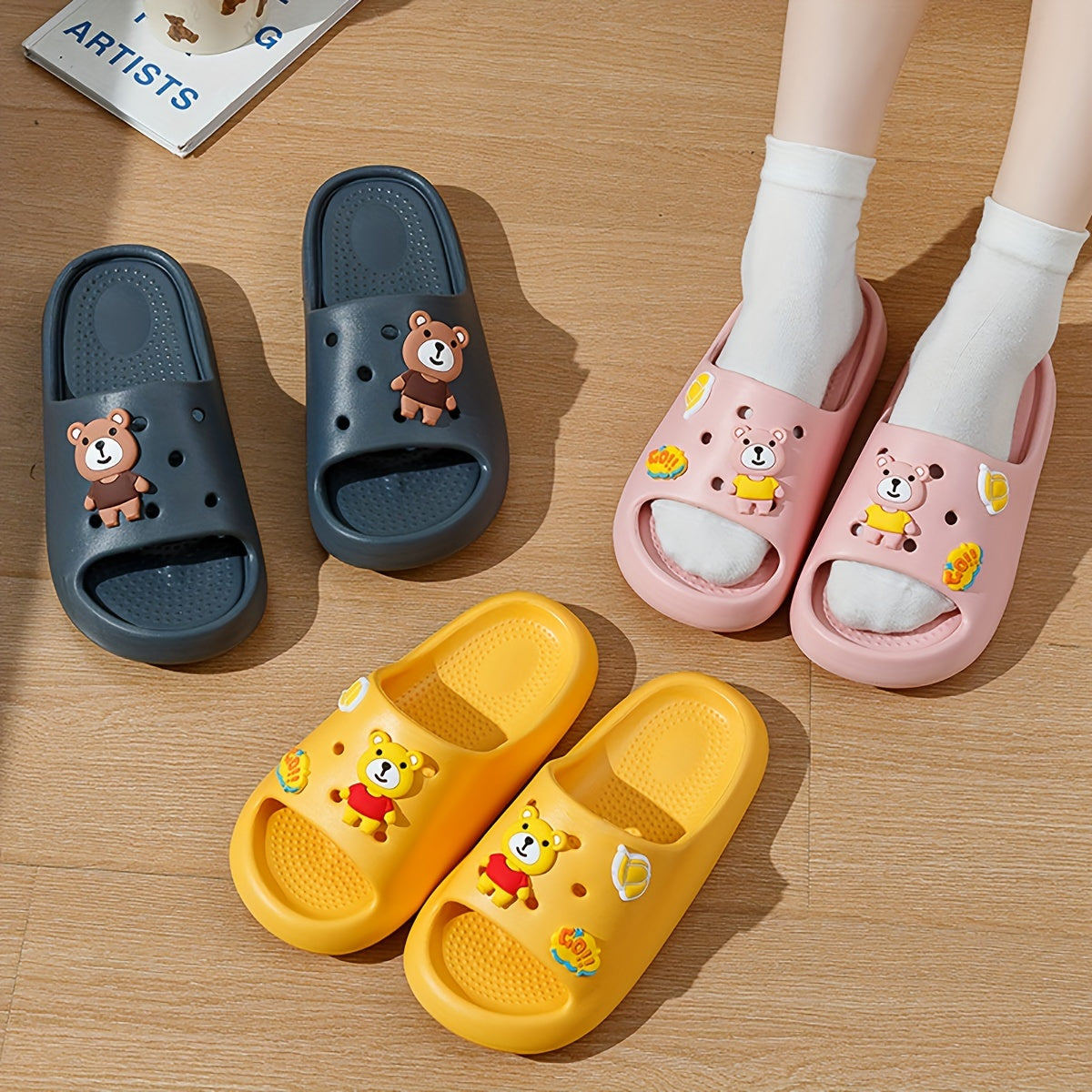 Baby Girls Cartoon Open Toe Slippers Non Slip Lightweight Slippers