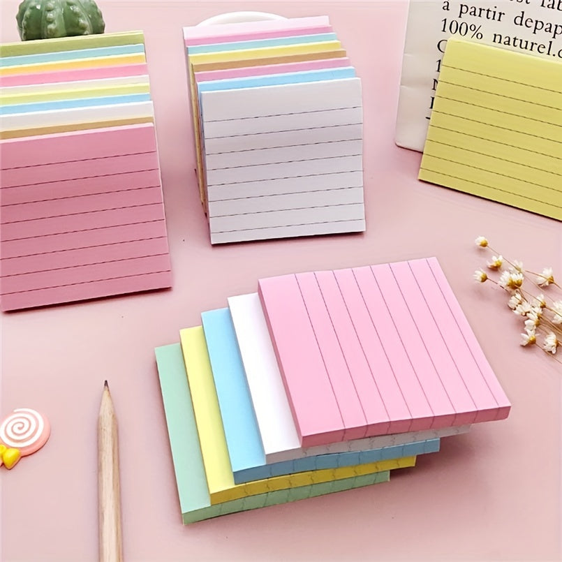 1pc Pastel Sticky Notes Lined Sticky Pads Adhesive Memo Stickers
